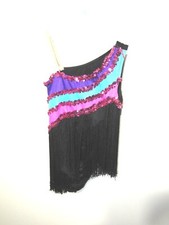 Unbranded Dance Costume Ballet Size Adult M Black Multi Color Sequins Fringe