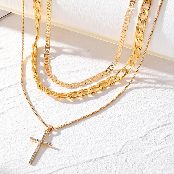 Alternate view of Womens Necklaces Cross Pendant 18k Gold Plated Chain Jewelry