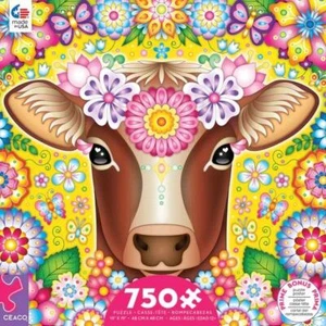 Ceaco Jigsaw Puzzle;  Cow;  Groovy Animals series;  750 pcs;  2922-10