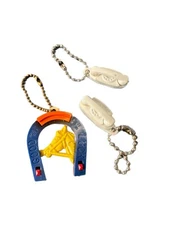 3 VTG Keychains – Princess Phone Rotary Dial Mini Key Fob & Horseshoe Good Luck