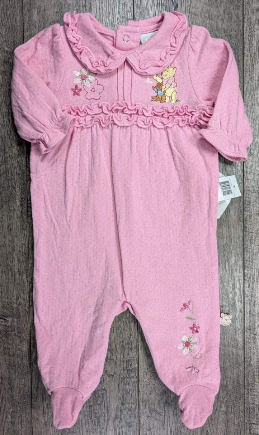 Baby Girl Clothes New Walt Disney 3 Month Pink Pooh Flower Footed Outfit