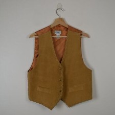 Vintage Koret 100 Leather Western Womens M 3 Button Tie Back 2 Pocket Vest