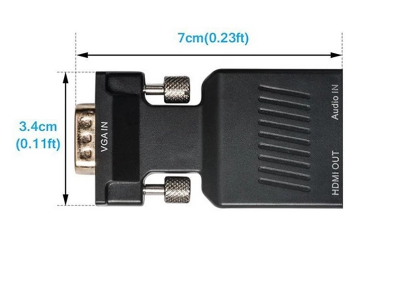 VGA to HDMI Male to Female Video Adapter Cable Converter with Audio HD 1080P - Image 3 of 4