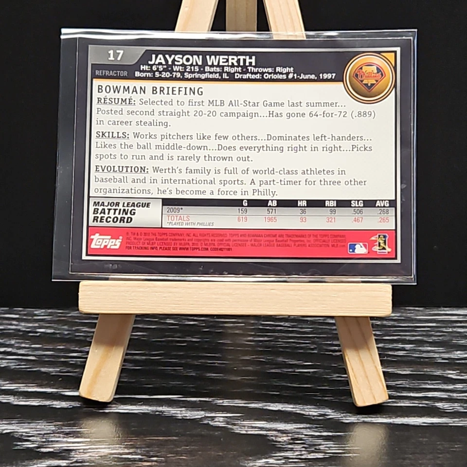 2010 Bowman Chrome Refractors #17 Jayson Werth - NM-MT - Image 2 of 2