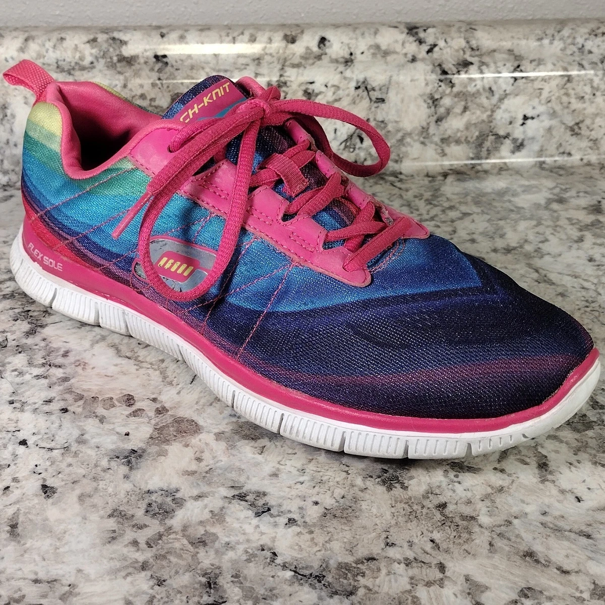 Marcado proporción llegar Skechers Knit Sneakers Flex Sole Shoes Multicolor Rainbow Pride Womens size  8 | eBay