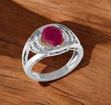 Ruby Oval Cut Gemstone With 925 Sterling Silver Ring For Men's #A187