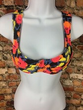 Vintage 90s 80s Neon Floral Underwire Bikini Crop Top 90210 Festival Surf