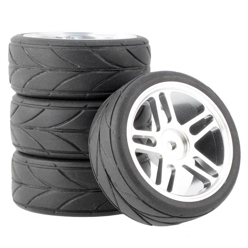 1/10Onroad Rc Car Alloy Wheels Rubber Tires For Tamiya tt01 tt02 Hpi Rs4 MST HSP - Image 2 of 4
