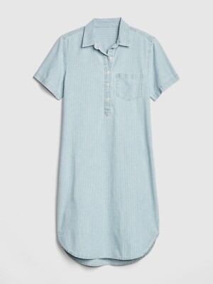 $60 NWT Gap Perfect Stripe Denim Popover Shirtdress Light Denim Stripe XS | eBay $60 NWT Gap Perfect Stripe Denim Popover Shirtdress Light Denim Stripe XS | eBay