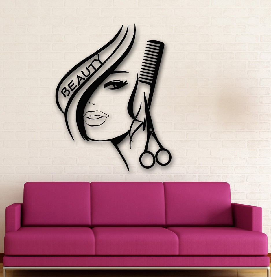 Hair Wall Decal Beauty Salon Stickers Decals Vinyl Hair Girl Woman Decor MN736