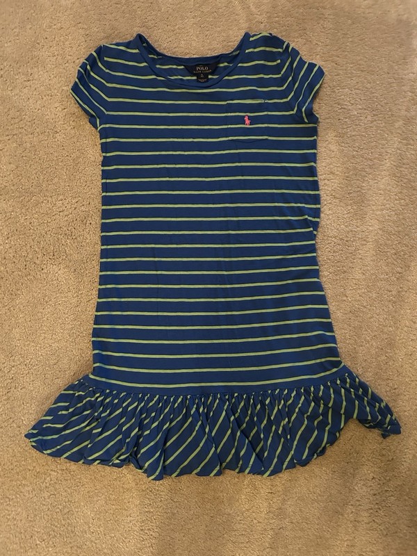 Polo Dress XL Blue / Green Striped Kids