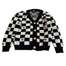 M3-18 HELLO KITTY Women's Kuromi Cardigan Sweater Hearts Accent Medium
