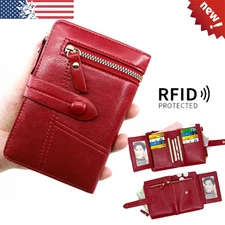Women Rfid Blocking Small Compact Bifold Leather Pocket Wallet Ladies Mini Purse