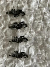 UNIQUE FOUR 4 ALLIGATOR METAL BUTTONS WITH 4 CLEAR ANCHOR BUTTONS