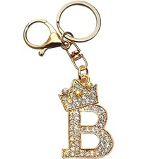 Letter Keychain for Women,Initial Letter Keychain with Rhinestone,A-Z Alphabe...