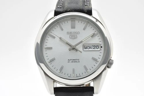Vintage [Near MINT] SEIKO 5 7S26-01V0 Silver Day Date Automatic Mens Watch JAPAN