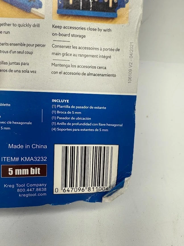 Pino de prateleira Kreg KMA3232 5mm JIg - Imagem 4 de 4