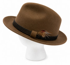 Vintage Dobbs Fifth Avenue Fedora Hat Size 7 Brown Felt Braided Hatband Feathers