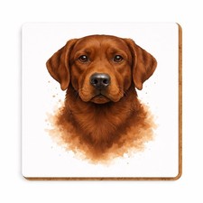 Chocolate Labrador Coaster with Cork Backing, Watercolour Dog Ceramic 10cm