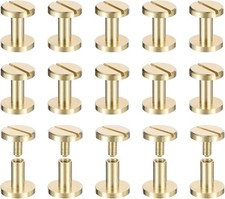 uxcell 30Pack Brass Chicago Screws, 8x10mm Post Nail Stud Rivets for Leather Cra
