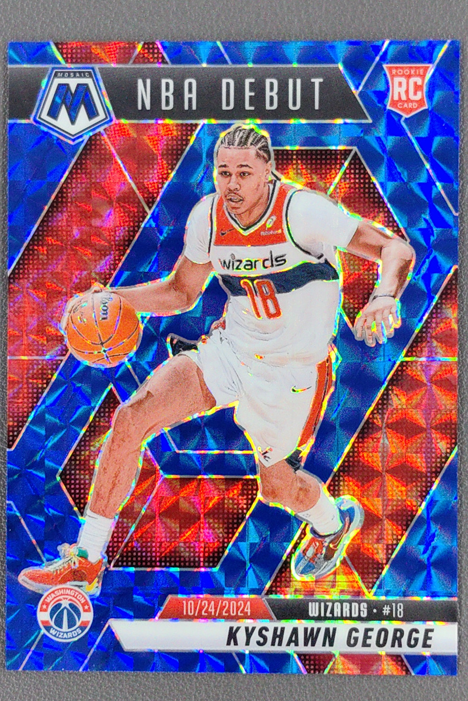 2024-25 Panini Mosaic Kyshawn George NBA Debut Mosaic Blue RC /199 Wizards