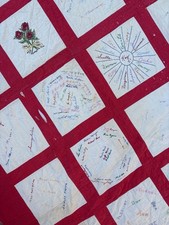 1950s 50s Folk Art Signature Names Quilt College Inscribed Rare Friendship USA