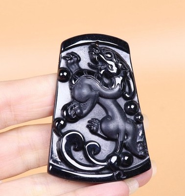 Black jade jadeite Dragon Pendant / Certified 100% Natural A 302715a 龍