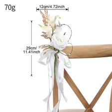 Wedding Aisle Decoration Pew Flower With Hanging Ribbons Romantic Artificial