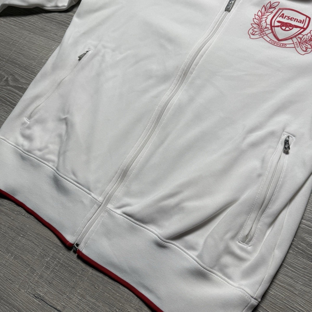 Nike Arsenal FC Soccer Track Jacket Large White/Red Crest 2012