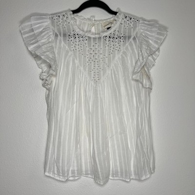 Universal Threads Women's white ruffle whimsical cottagecore blouse