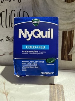 Vicks NyQuil Cold & Flu; 24 LiquiCaps ; Exp 07/27