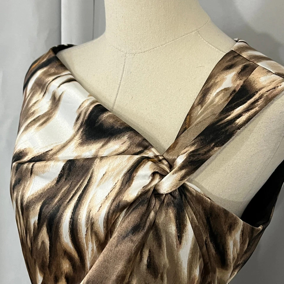 Vestido vaina de cóctel asimétrico estampado abstracto Maggy London para mujer talla 10 Foto 4 de 4