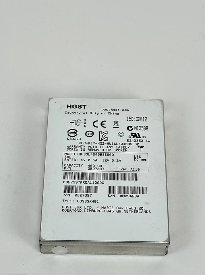 400GB Write Intensive 6G SAS SFF 2.5 SLC SSD 100% Remaining HUSSL4040BSS600 HGST - Image 3 of 4