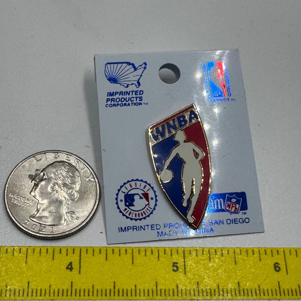 Винтажный 1997 WNBA лиги логотип эмали лацкан заколка красный синий белый официальный лицензированный - Изображение 3 из 4