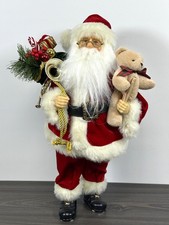 17-inch Traditional Santa Figure in Red Suit, Carrying Pack and Teddy Bear