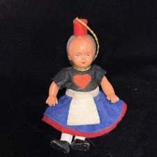 Vintage 4  Germany Celluloid Jointed Doll With Original Costume RARE