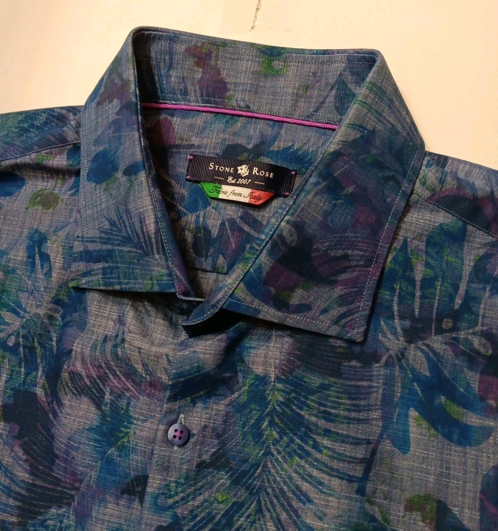 Stone Rose floral Button Down Collared Dress Shir… - image 3