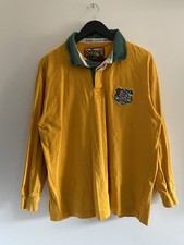 Mens Australia Rugby Home Jersey Cotton Traders Yellow Green Size Large