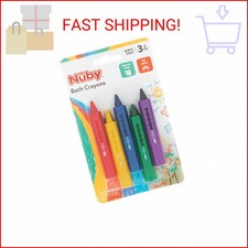 Nuby Bath Crayons for Kids - Washable, Vibrant Colors for Bathtime Drawing - 3 