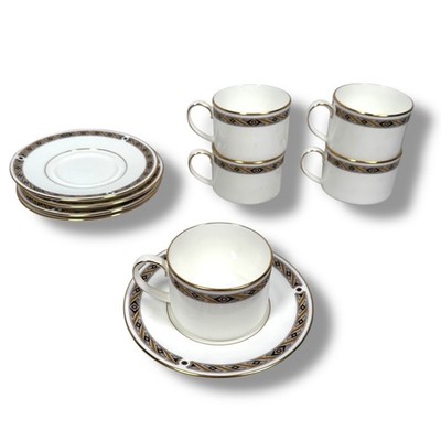 Noritake New Lineage Cup & Saucer White Bone China Sinclair 4738 Japan Set of 5