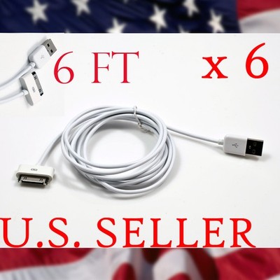 6 USB SYNC CHARGER CABLE CONNECTOR IPHONE 4 3GS 3G IPAD