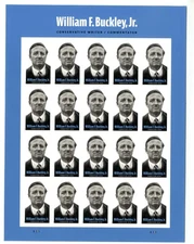 NDC 2025, William F. Buckley Imperf Pane of 20 / Sheet without die cuts NDC