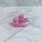 Vintage Barbie Chelsea Club Doll Magenta Pink House Slippers with Pom Poms
