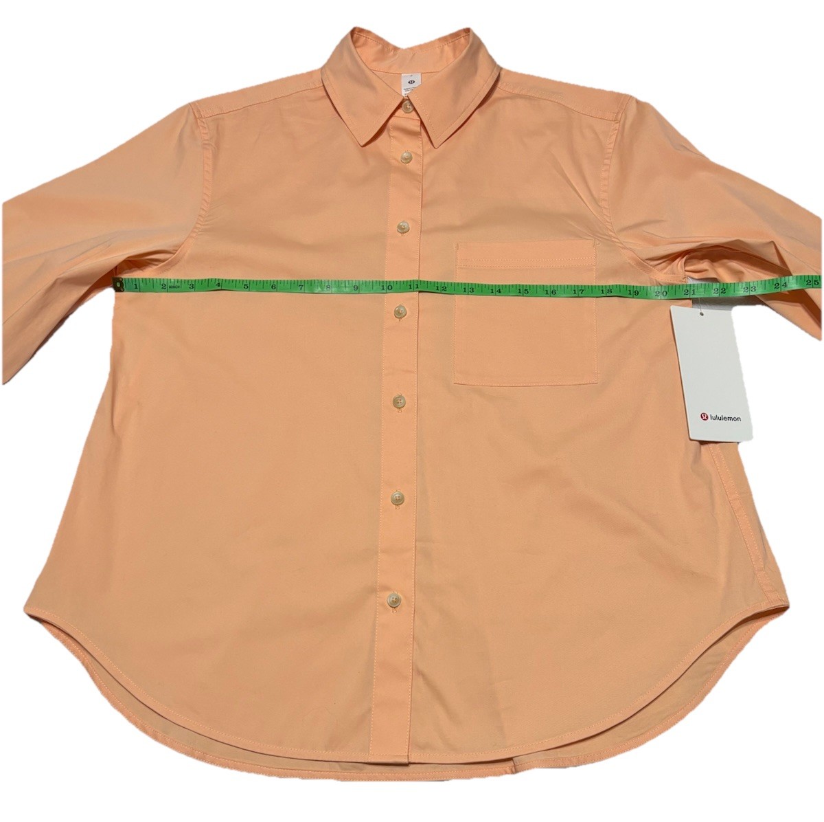 Lululemon Relaxed-Fit Cotton-Blend Poplin Button Down Shirt Peach 