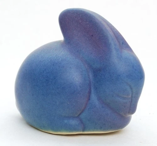 Vintage Van Briggle Pottery Mulberry / Cobalt Blue Ceramic Bunny Rabbit Figurine