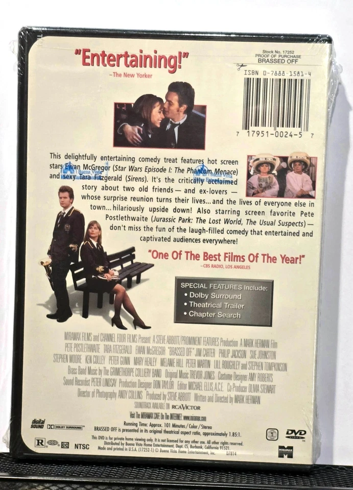 Brassed Off DVD—NEW, SEALED—Ewan McGregor, Pete Postlethwaite—FREE SHIP (I5-48) - Image 2 of 2