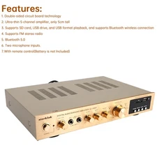 2000W 5CH Amplifiers Amplificador HiFi Stereo AV Surround Amplifier FM Theater