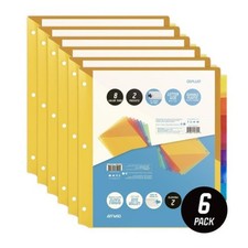 8-Tab Binder Dividers with Pockets Durable Plastic Big Tabs 3-Ring OS Plus New