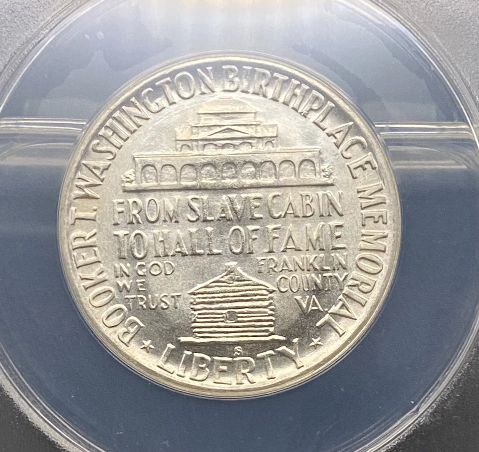 1950 S Booker T Washington Silver 50c Commemorative Half Dollar ANACS MS65 - Image 4 of 4