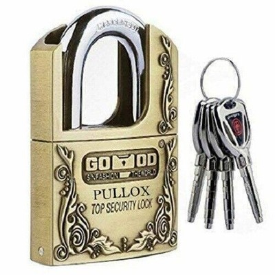 Anti theft hard steel key padlocks with 4 unique keys (Golden,  Polished Finish)